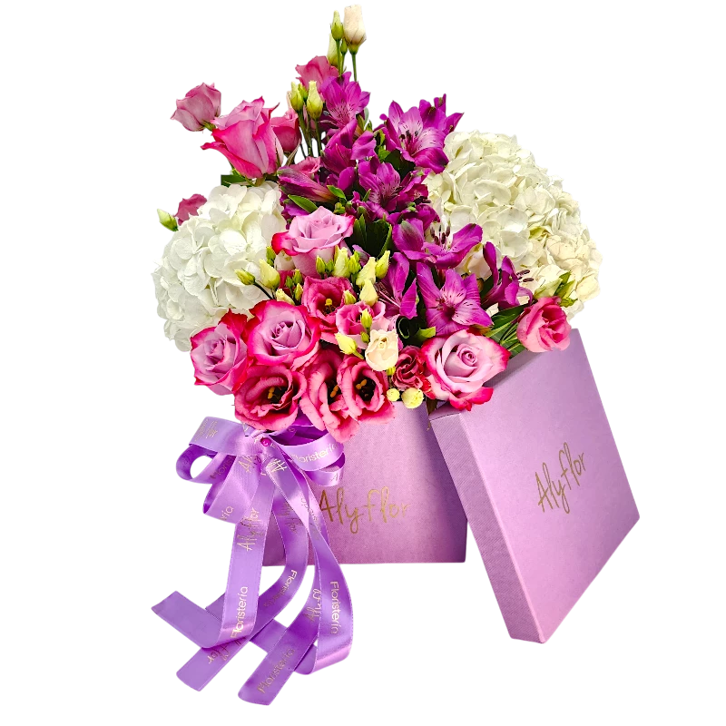 CAJA CON FLORES MORADA